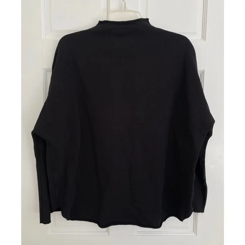 Frank & Eileen Effie Long-Sleeve Funnel Neck Capelet Black Pullover Sweatshirt S - Picture 7 of 10